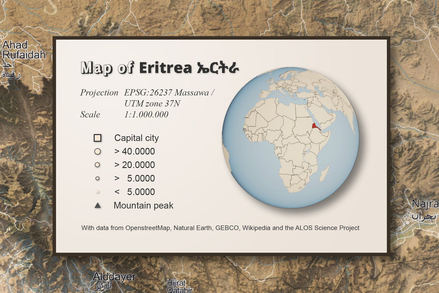 Map over Eritrea legende